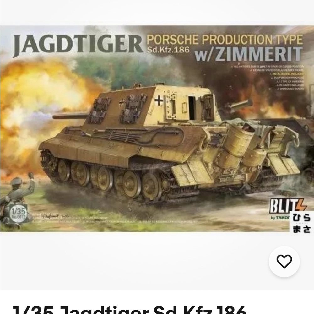 Jagdtiger Porsche Production Type Sd.kfz.186 w/Zimmerit Model Kit - Tan
